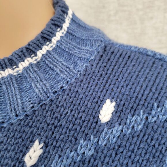 Liz Wear Vintage Blue Diamond Pattern Knit Sweater - Picture 4 of 10